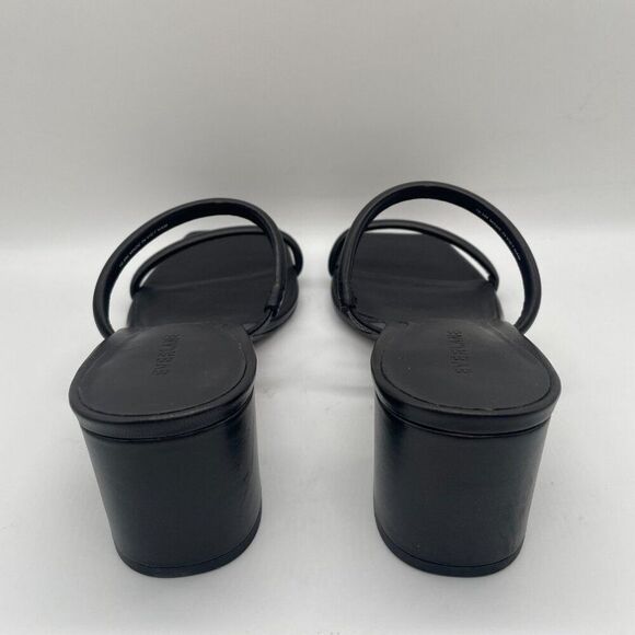 Everlane The Double Strap Heel Women 10.5 Black Slip On Leather Square Toe Block - Picture 6 of 11